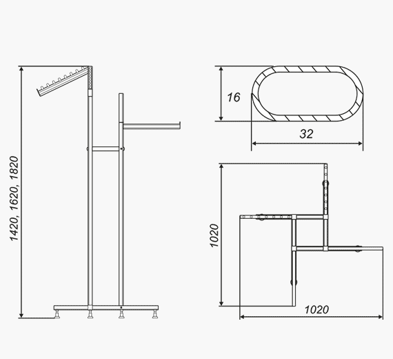 Four-Sided Clothes Rail