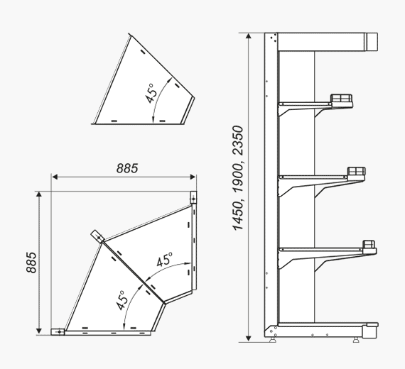 Internal Corner Rack 45°;